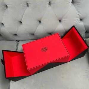 Extra Large TAG HEURE Black/Red Watch Box 14x9.75x6.10 inches + Folder